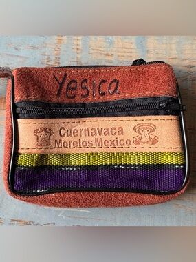 Personalized Cuernavaca Mexico Wristlet Pouch - Rust, Purple, Yellow - Yesica